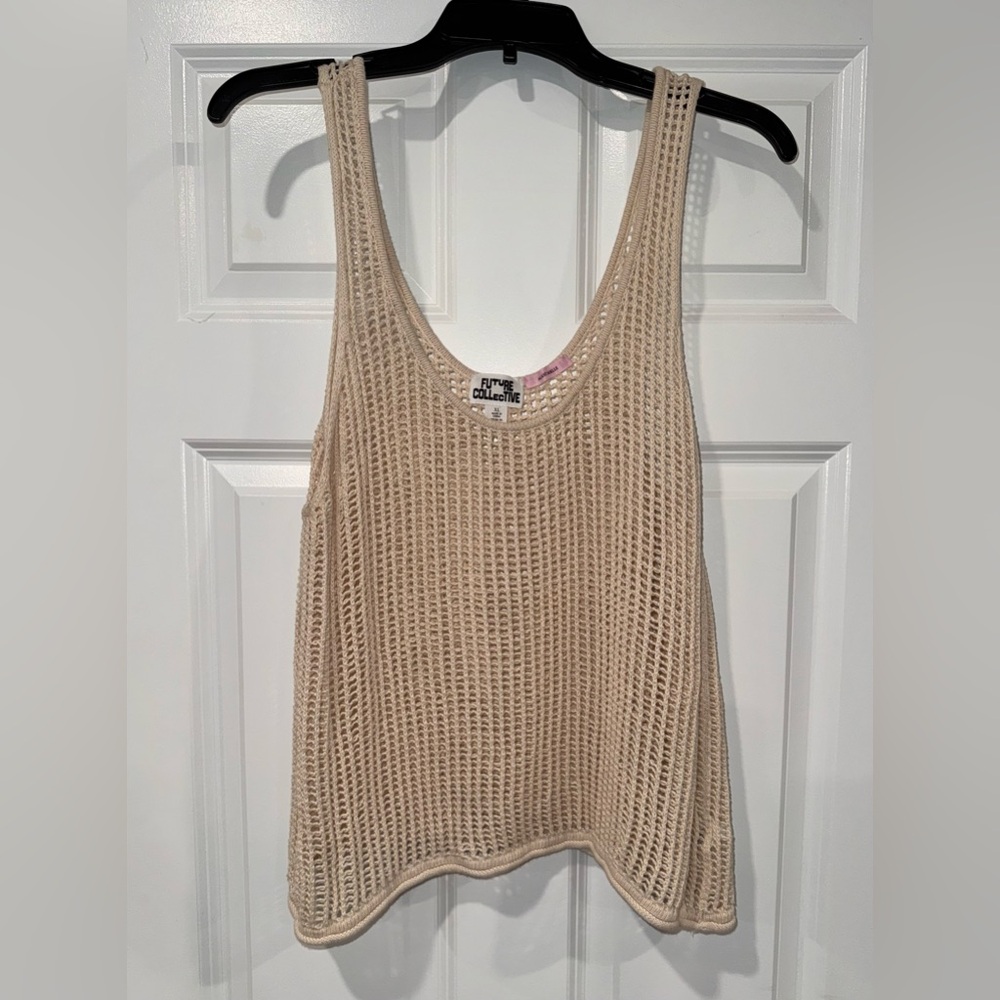 Cream Sleeveless Knit Tank Top or Cover-up